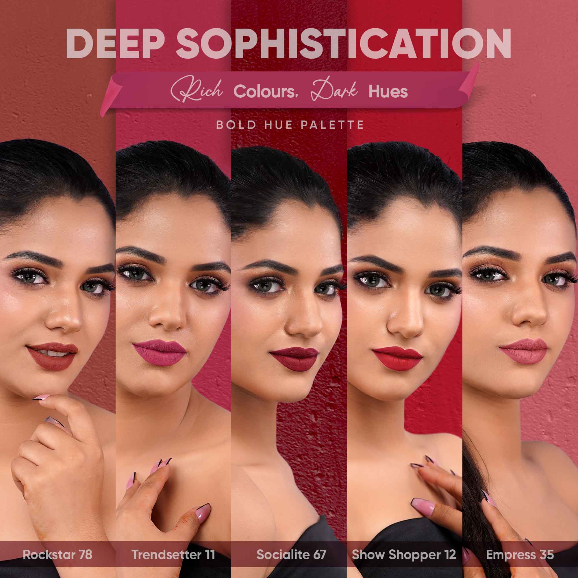 Deep Sophistication: Set-of-Five Creamy Matte Lip Crayons - Image 3