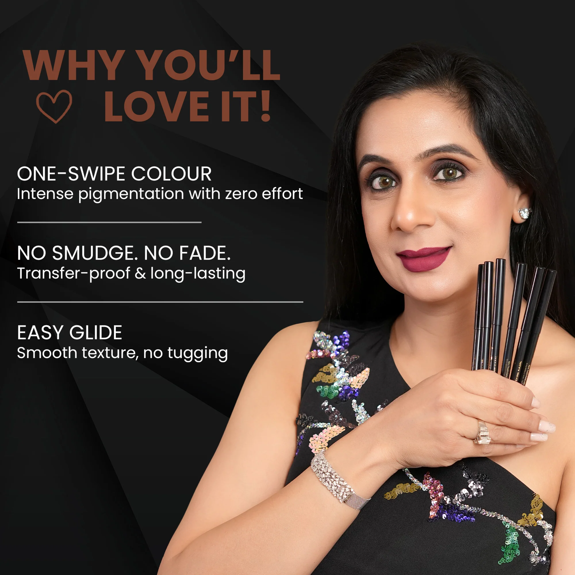 Myna - Rich Brown Matte Bold Define Kajal - Image 5